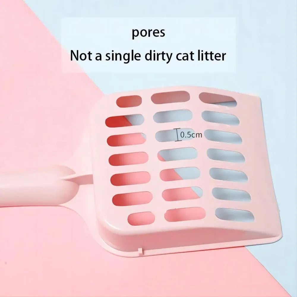 Plastic cat litter scoop measuring 20cm long with blue, green and pink colour options
