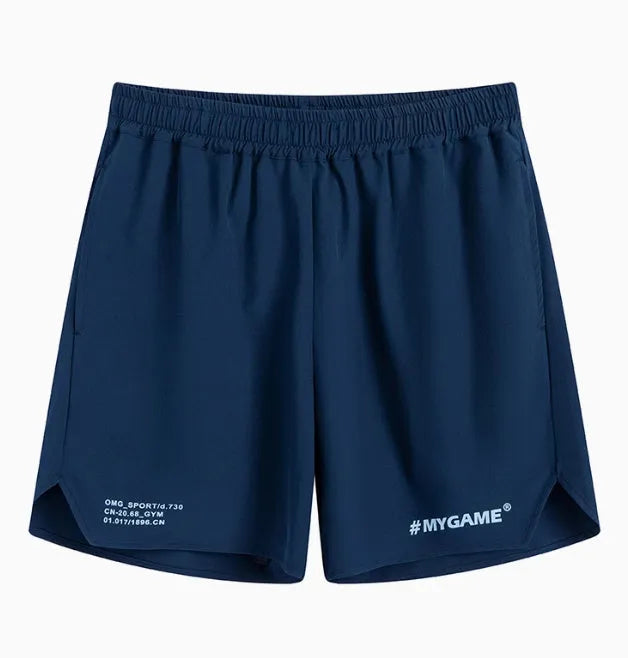 Men's grey fitness shorts showing short-length design with elastic waistband for training and athletic wear