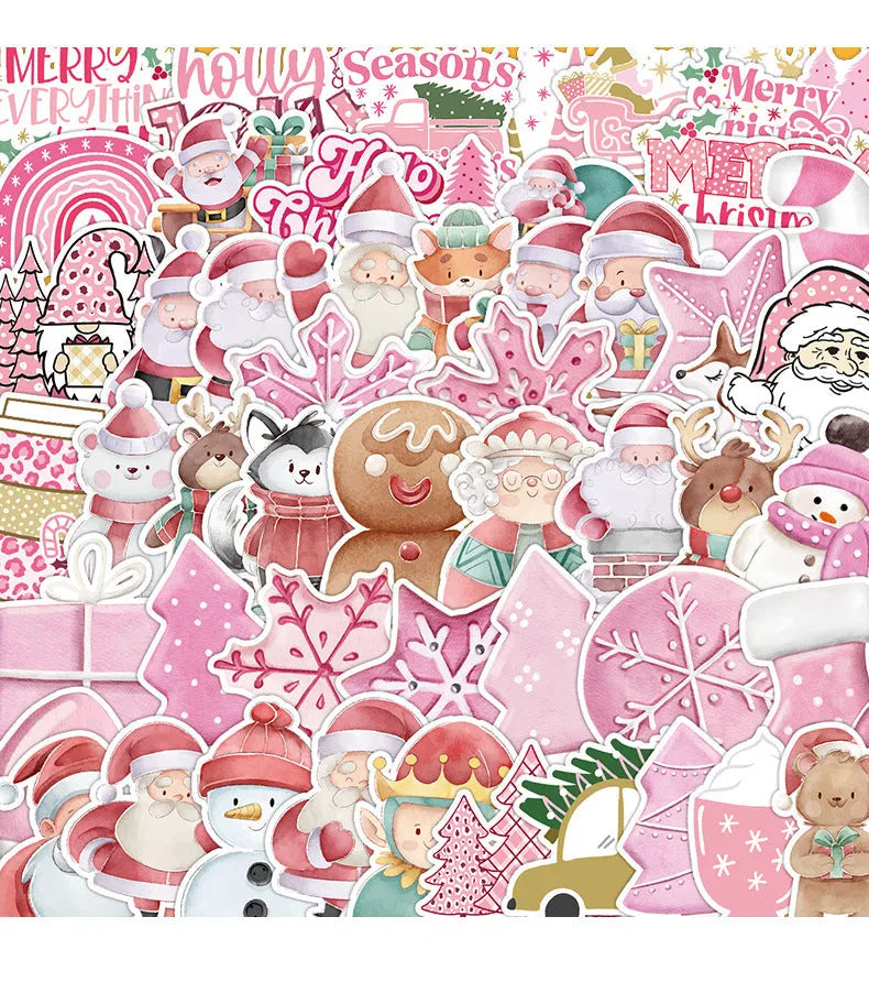 50 waterproof Christmas vinyl stickers 4-8cm for phone, laptop, guitar, and notebook decoration