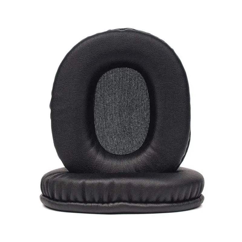 Two black soft PU leather protective covers for Sony MDR-1R headphones.