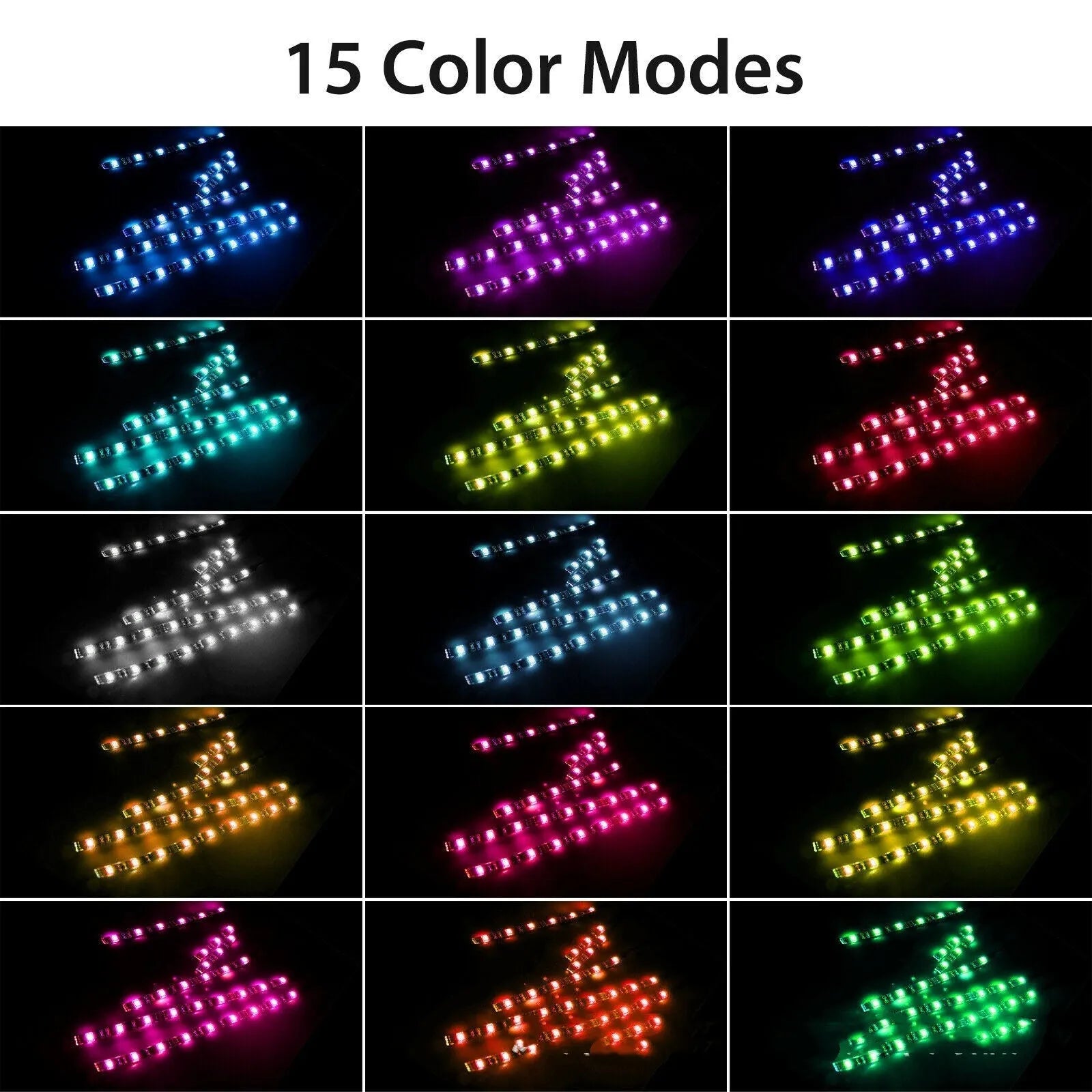 RGB LED light bar kit with wireless remote for car and motorcycle atmosphere lighting