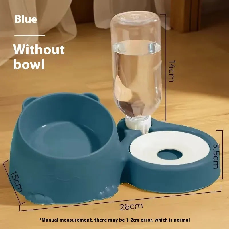 Plastic double bowl automatic drinking pet basin for cats in choice of four colours