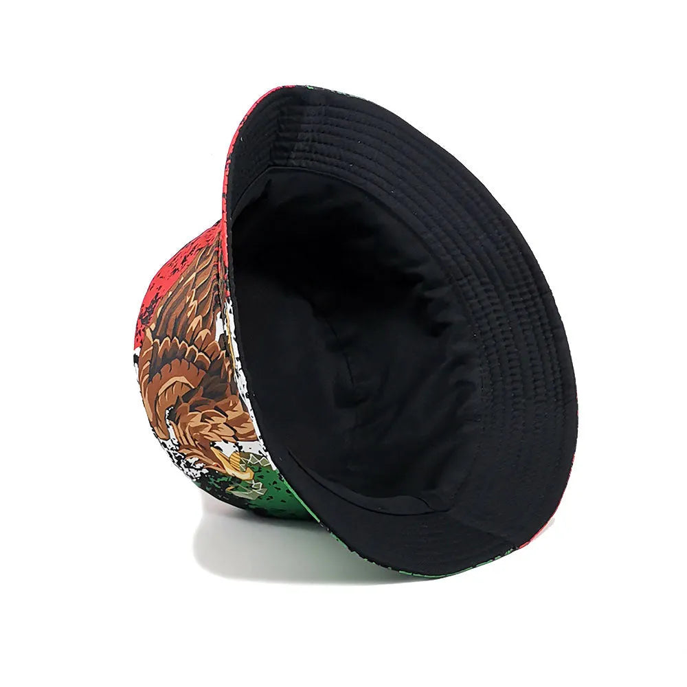 Retro bucket hat with eagle pattern design in medium size fitting 56-58cm head circumference