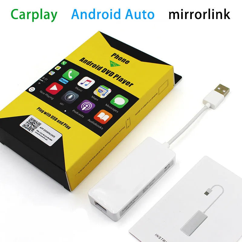 Android car navigation CarPlay USB adapter module in black and white colour options