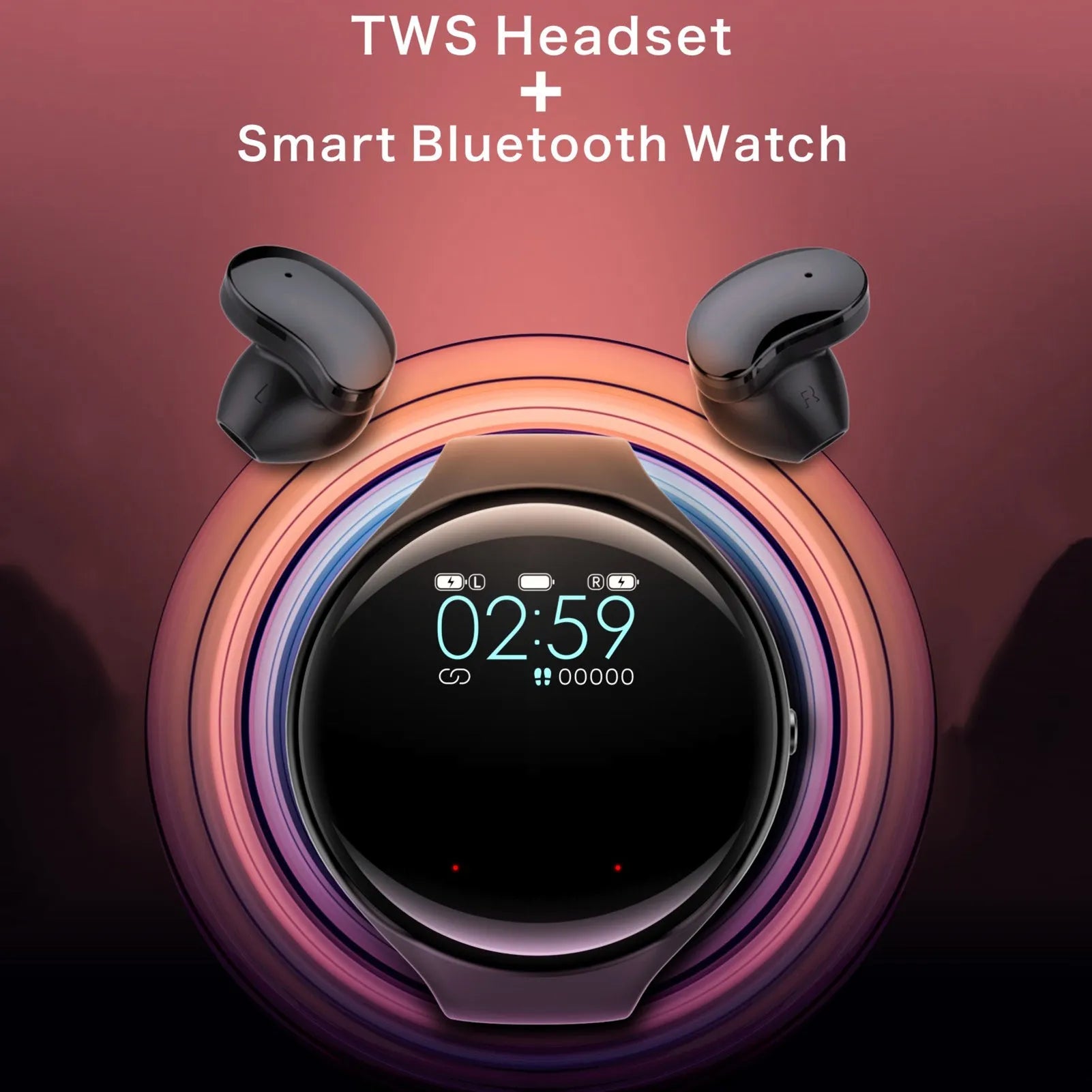 Black smart bracelet with detachable Bluetooth earphones showing colour screen display