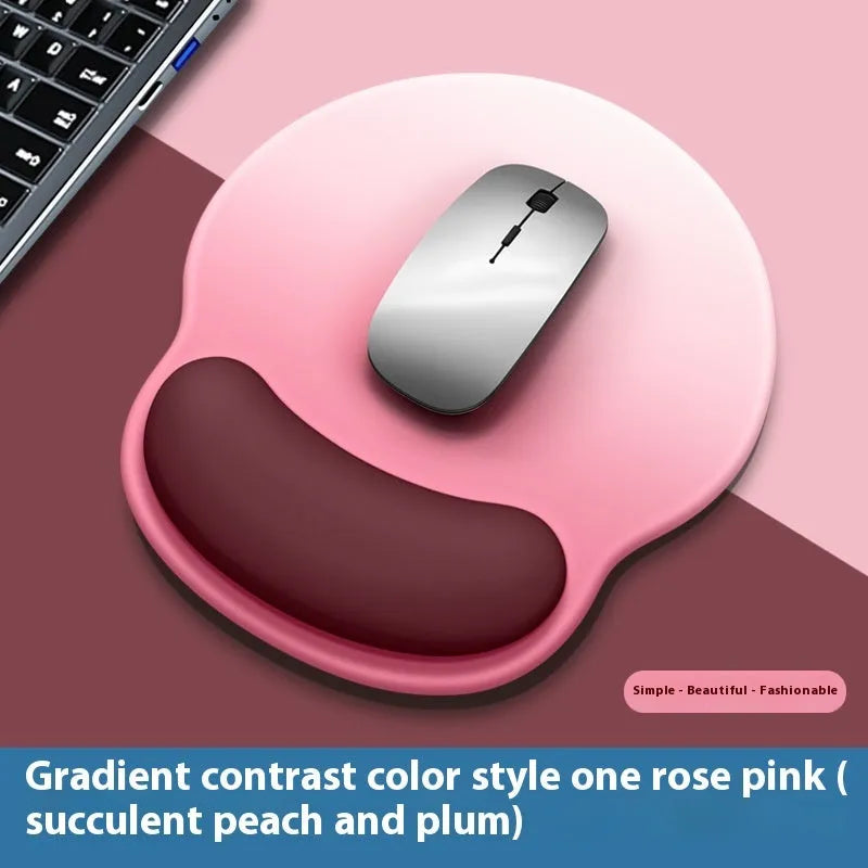 Silicone mouse mat with wrist support in gradient blue black design measuring 220x250mm