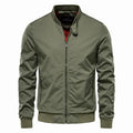 Men's thin casual polyester jacket in Army Green, Black, or Navy Blue with continental sizing