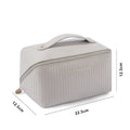Vertical cubic pillow makeup bag in PU material with 22.5 cm height for travel storage