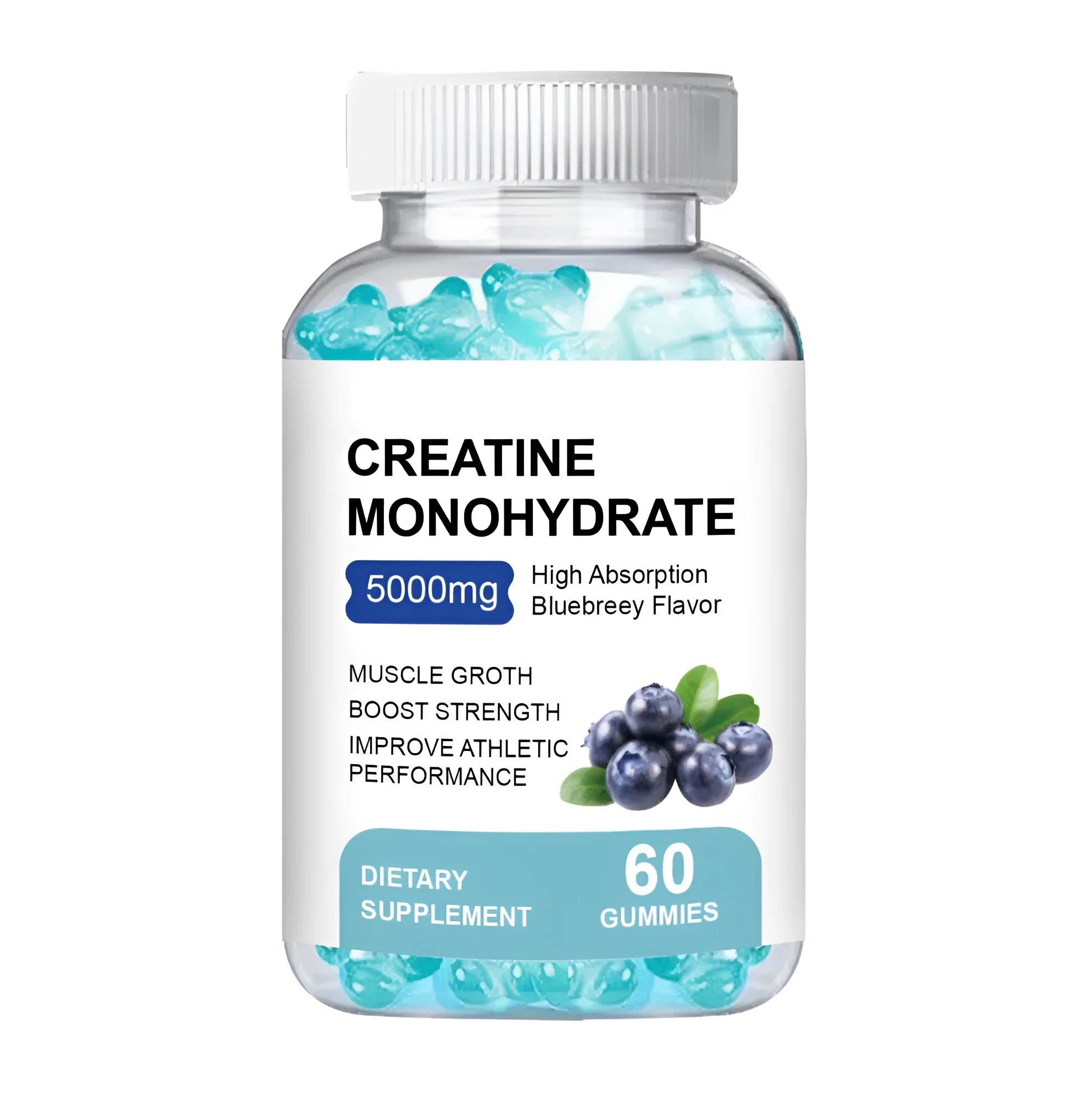 Creatine Monohydrate Gummies supplement pack containing 60 soft candy pieces