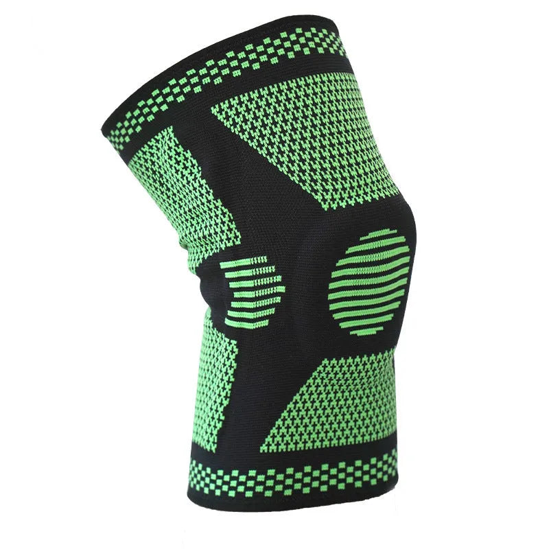 Sports fitness silicone spring knee pads in blue, green, orange, white colours