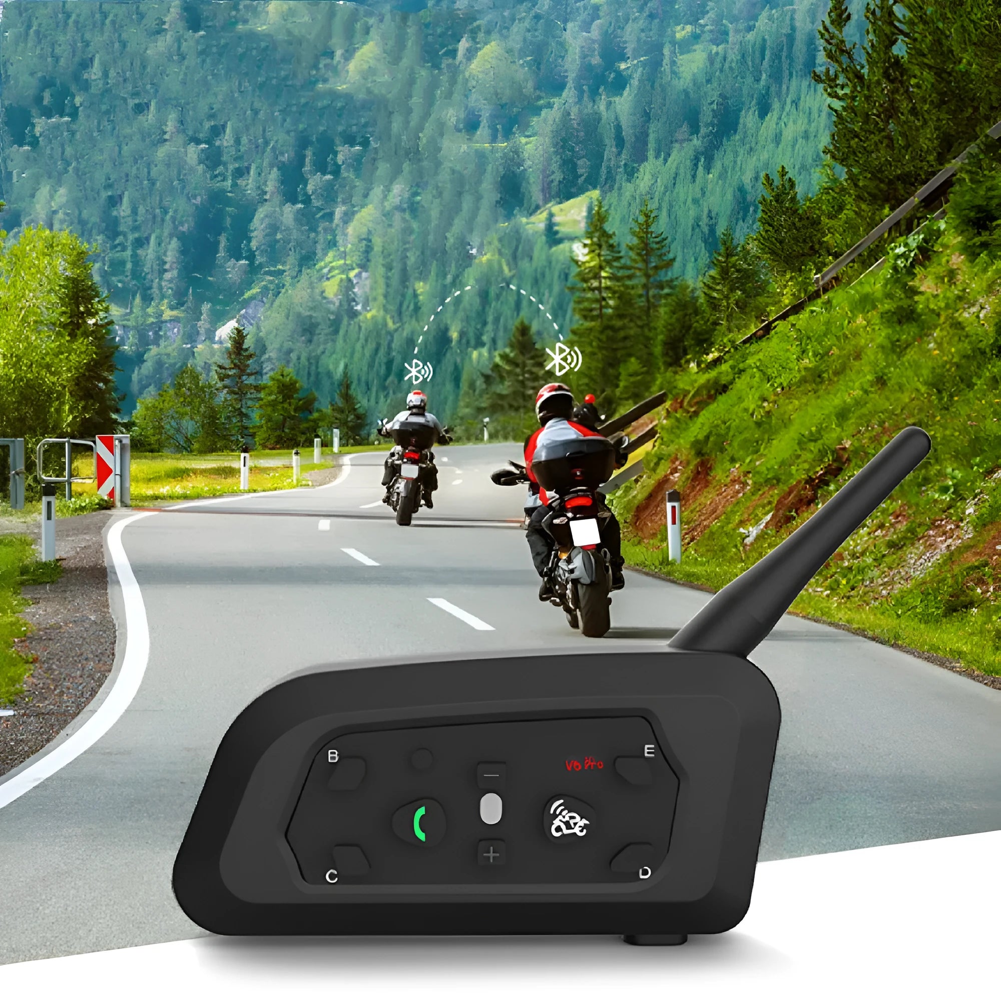 All Five Motorcycle Helmet Bluetooth Intercom V6pro unit with mounting clip and charging cable