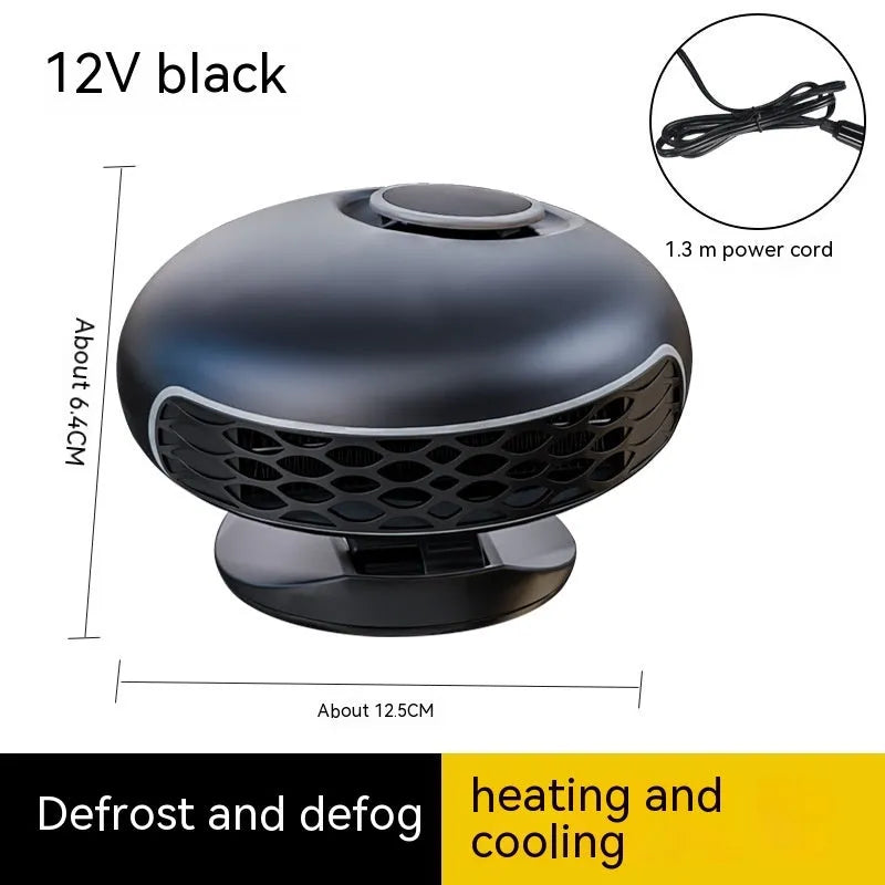 Black car warm air blower heater with 130cm cable for 12V and 24V vehicle defrosting