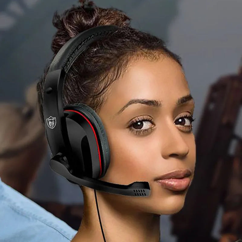 Black wired gaming headset with 40mm speakers and a 6.3mm straight plug on a 1.2m cable