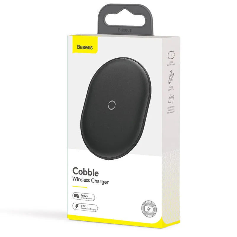 Baseus rough series 15W wireless charging pad for mobile phones in black or white