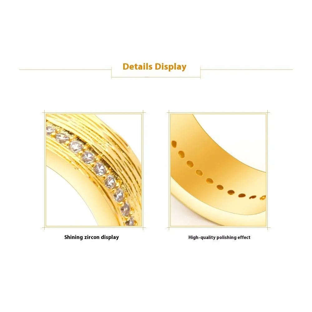 Gold-coloured geometric women's ring with zircon stone, shown from multiple angles