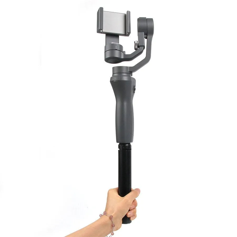 Black aluminium mobile phone tripod with handheld stabiliser for Apple iPhone compatibility