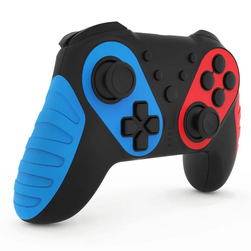 Red and blue wireless Bluetooth gamepad for Nintendo Switch and PC, model STK-7032SN.