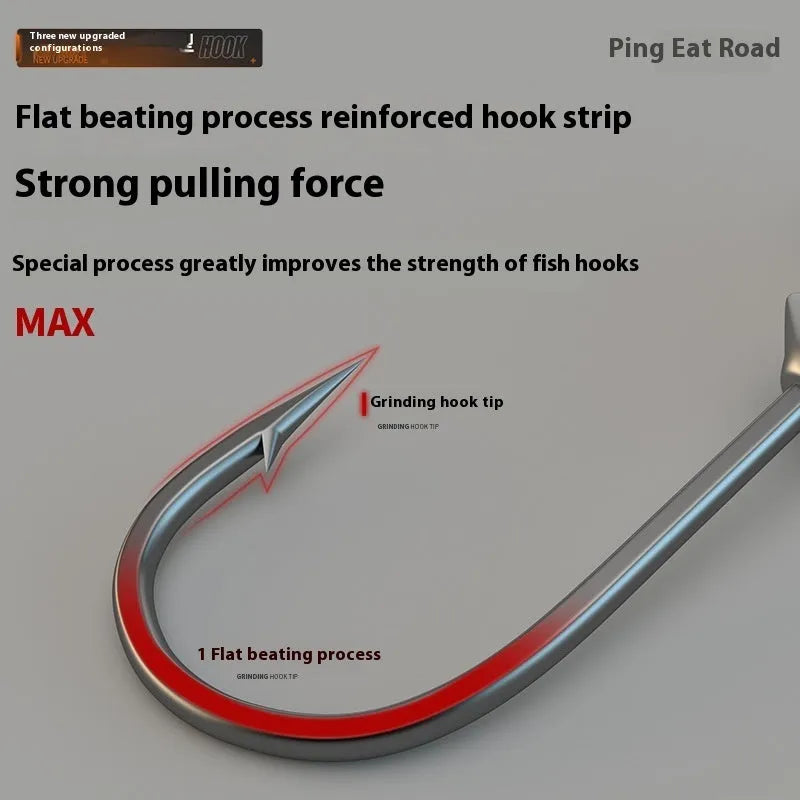 Set of 50 jig fishing hooks with lead-headed design and steel construction
