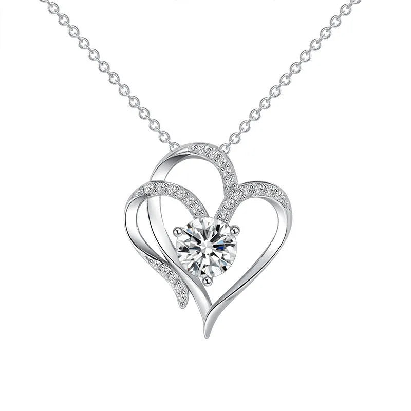 Women's 925 silver heart pendant necklace with gold plating options