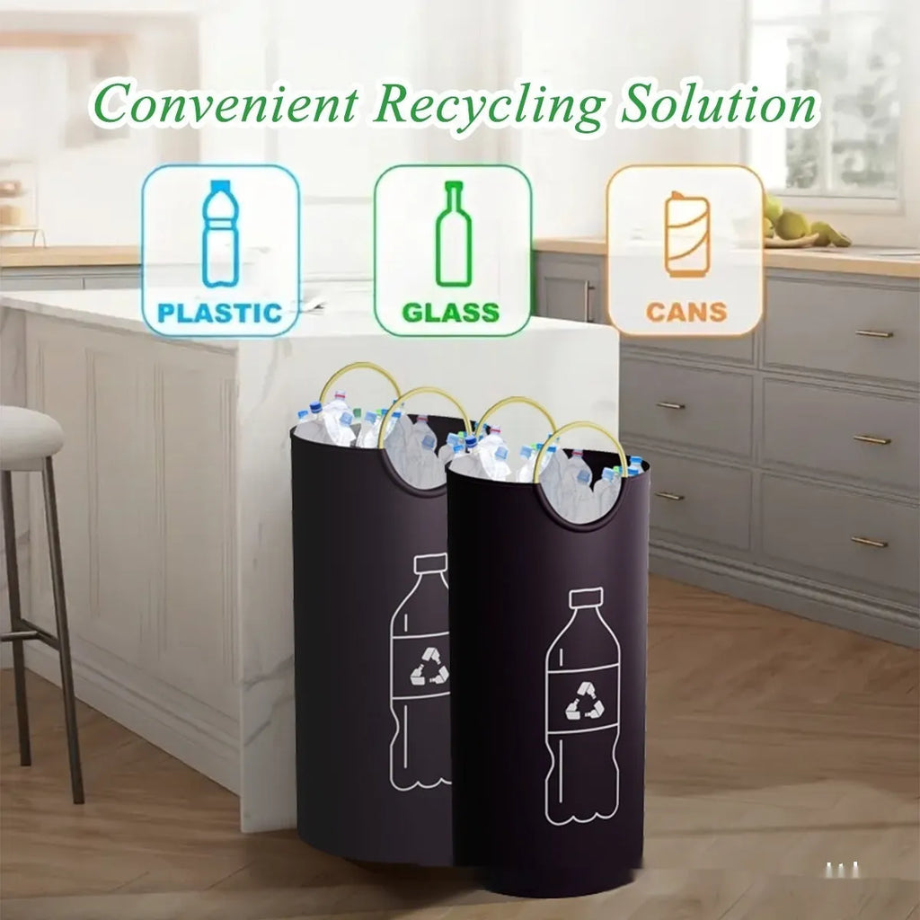 Round portable plastic trash can for outdoor and office use, 38cm wide, 72cm high.