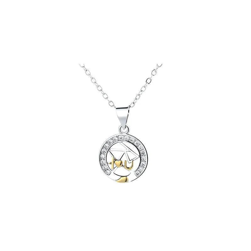 Sun and moon copper couple necklace set with electroplated finish on cross chain