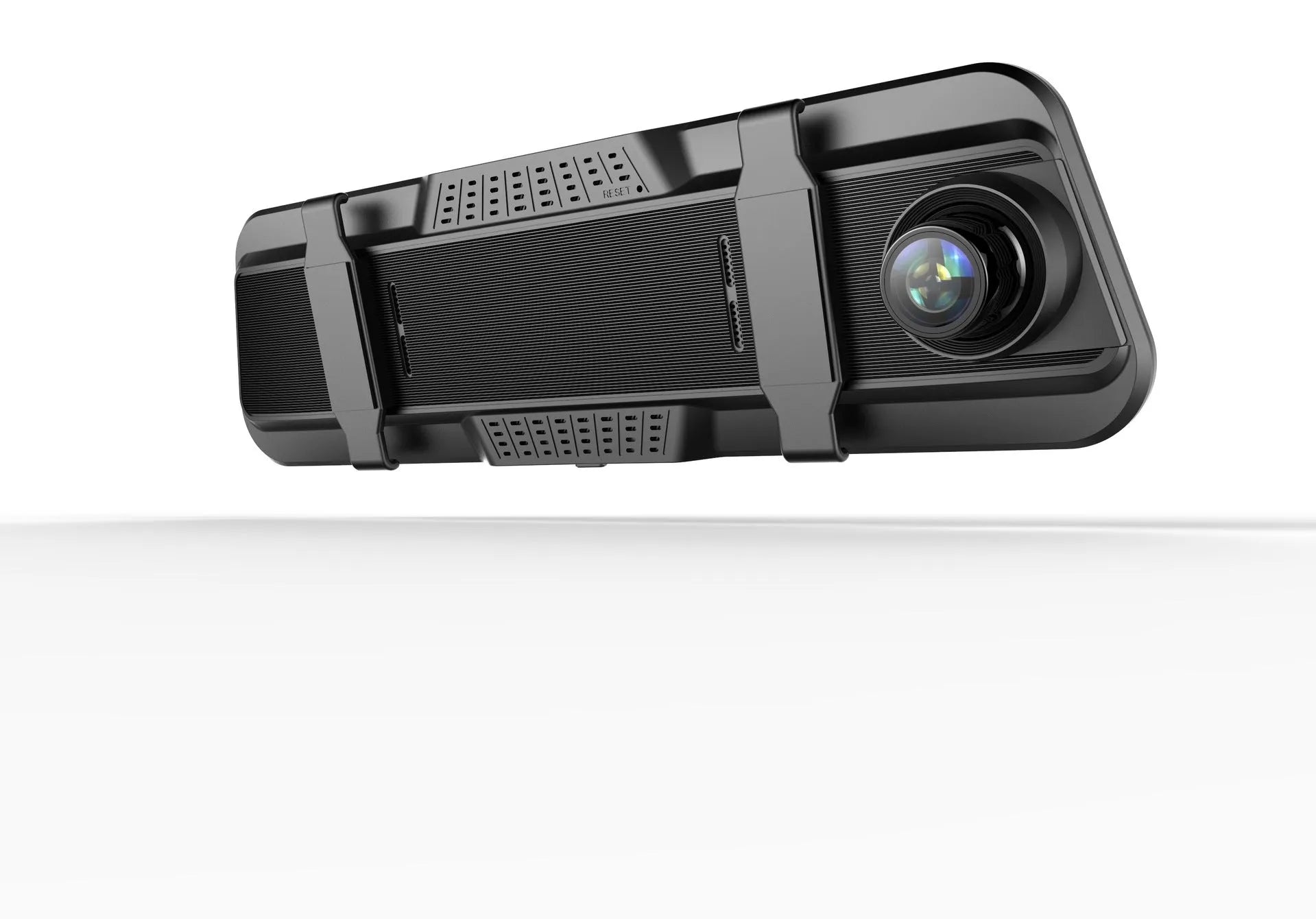 Dual-lens car driving recorder with 9.66 inch touch screen mounted on vehicle rearview mirror