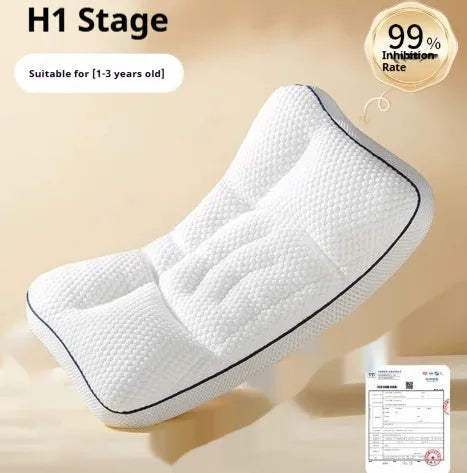 Children's partition neck pillow with double-sided cold warm design and antibacterial properties for ages 1-6