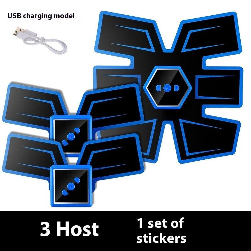 Eight-piece abdominal massage patch set with silicone nodes on ABS resin framework