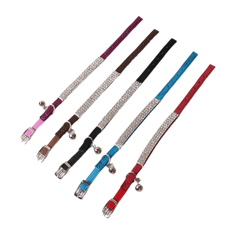 Flocked flannel cat collar with elastic buckle in six colour options