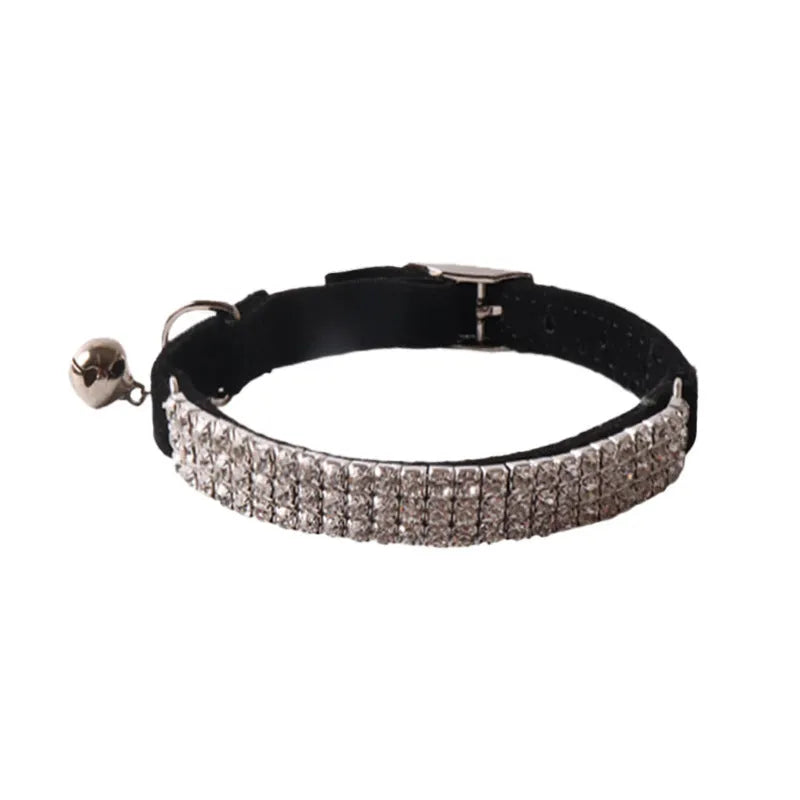 Flocked flannel cat collar with elastic buckle in six colour options