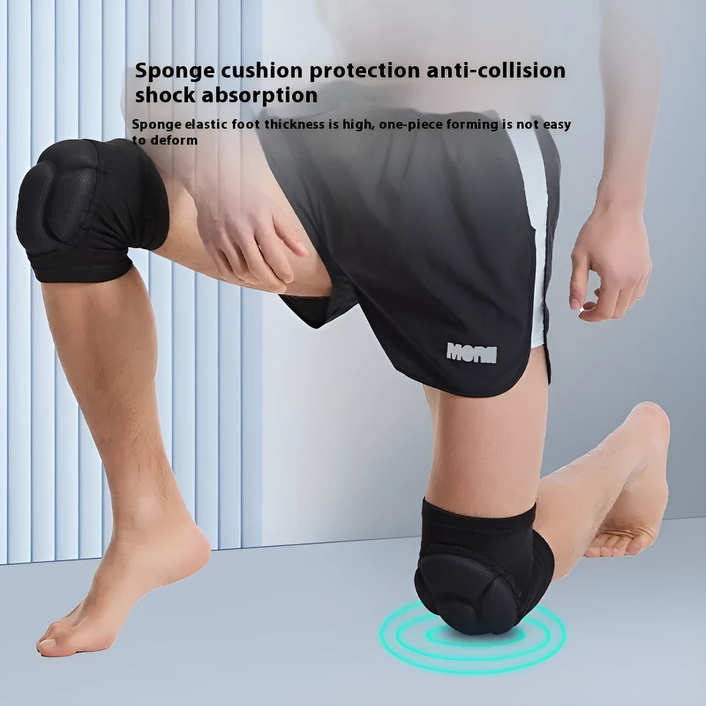 Black and blue thick sponge knee pads for dance sports and outdoor activities