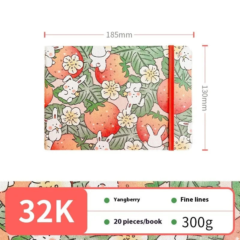 Feiluniao handmade fabric watercolour sketchbook with decorative cover, shown at 185mm length.