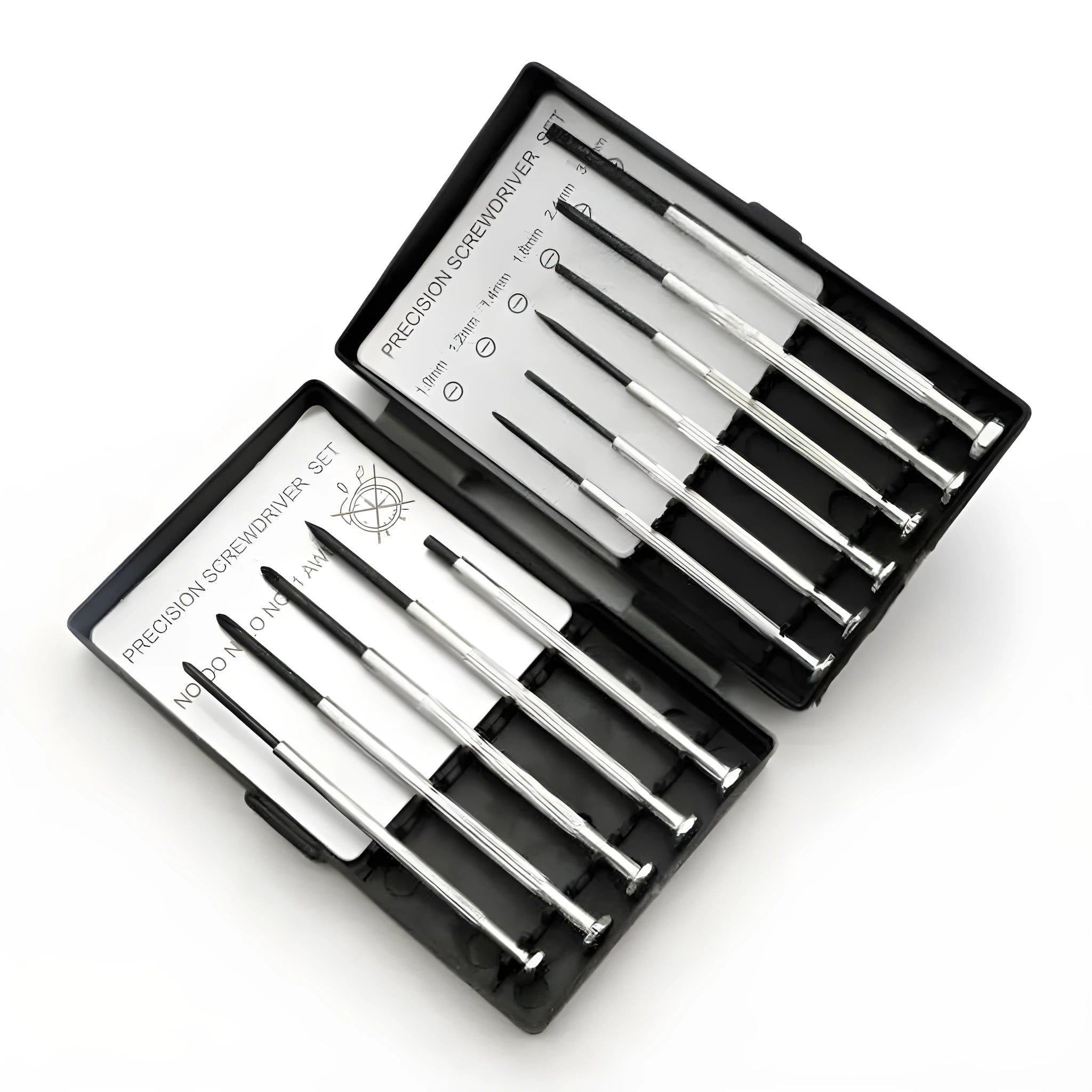 11-piece clock repair screwdriver set with cross and slotted heads for electronics maintenance
