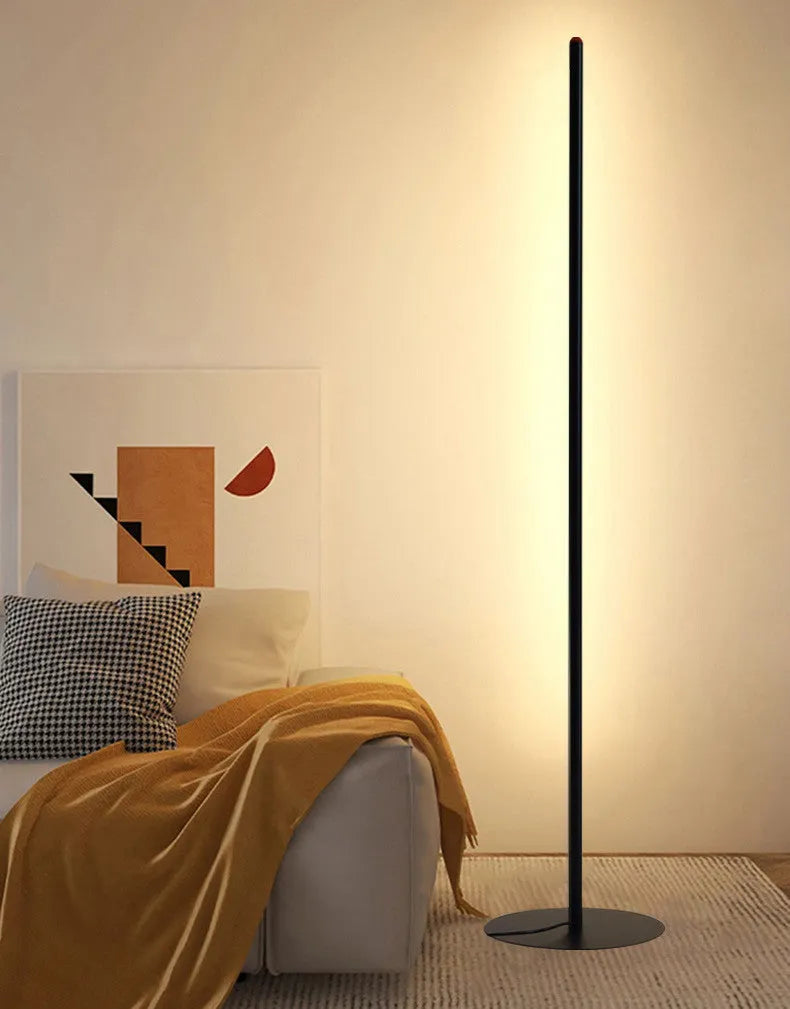 Vertical aluminum alloy floor lamp in modern simplicity style with USB power connection