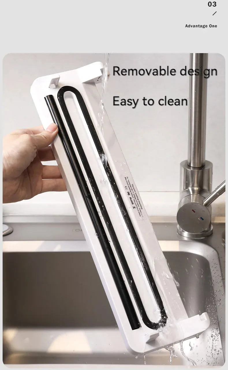 Compact black automatic vacuum sealer machine for household food preservation and document protection