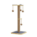 Windmill design cat climbing frame with hanging ball toy made from pine wood and carpet leather