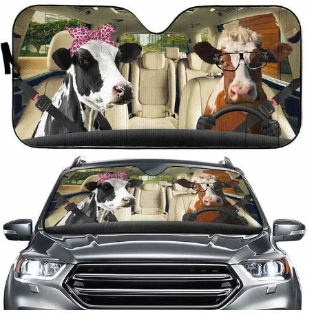 Telescopic aluminium foil car sun visor extended on a car windshield