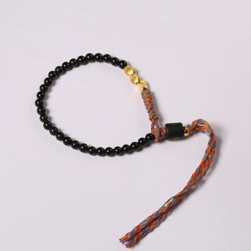Hand-woven obsidian colour carrying strap bracelet with 4mm width and woven texture