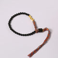 Hand-woven obsidian colour carrying strap bracelet with 4mm width and woven texture