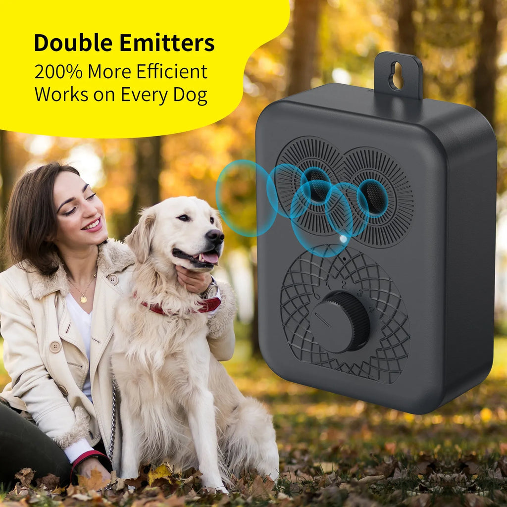 Black plastic rechargeable anti-barking dog trainer with data cable and hanging nail for dog training