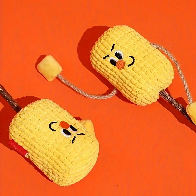 Corn cob shaped polio wood cat dental chew toy with catnip for tooth cleaning