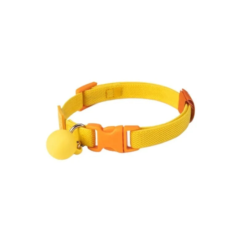 A small dog's polyester elastic pet collar in a solid colour with a monochrome pattern.