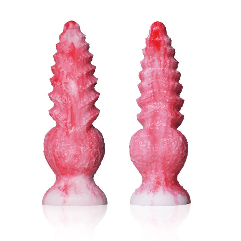 Pink penis-shaped silicone masturbation device for women