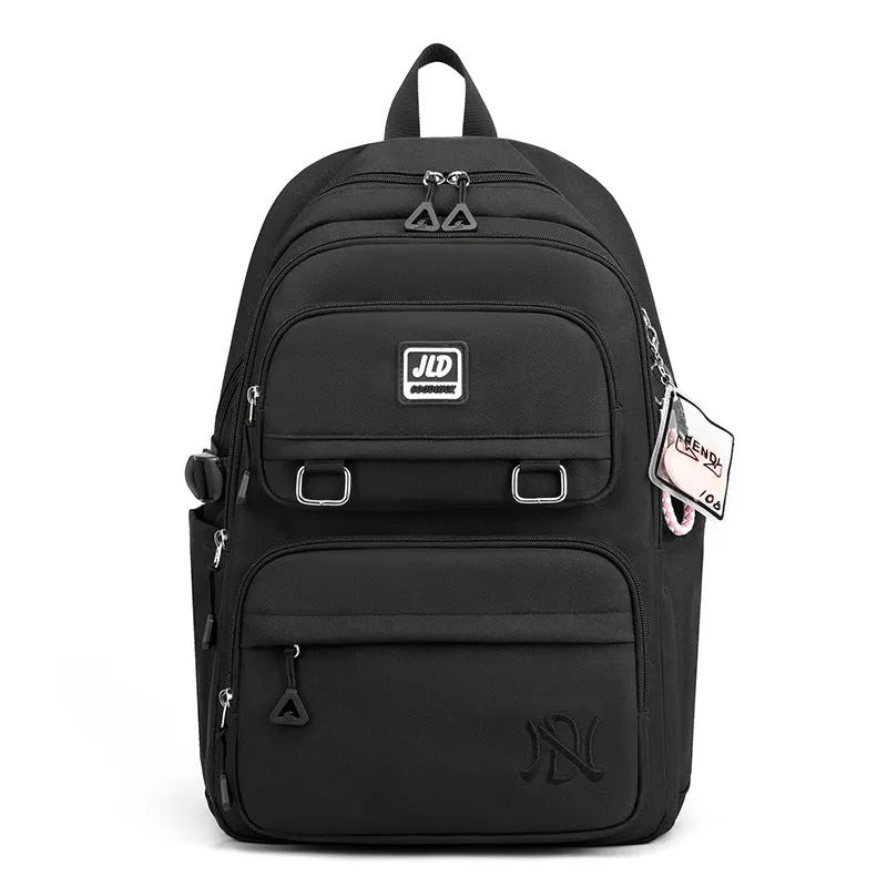 Girls' large capacity nylon backpack with physiological curve backplate in multiple colour options