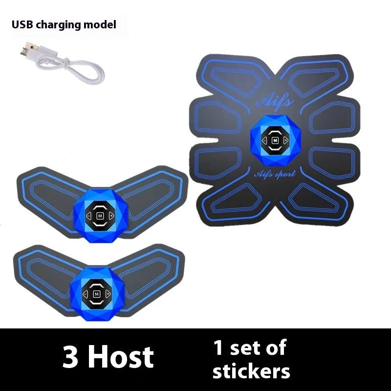 Eight-piece abdominal massage patch set with silicone nodes on ABS resin framework