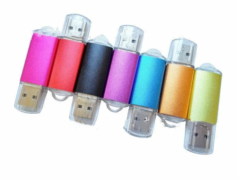 USB software encryption dongle with metal shell in multiple colour options on a white background.