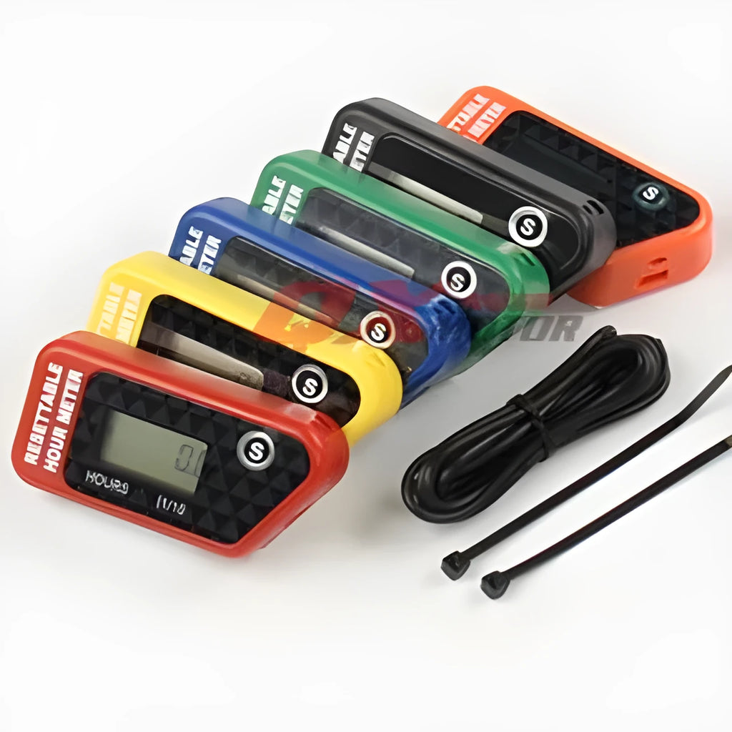 Black waterproof LCD maintenance timer for ATV motorcycle and marine engine service scheduling