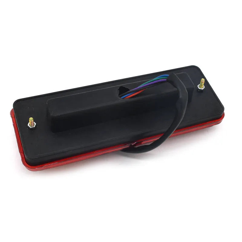 Black semi-closed taillight for tricycles with dual 12V and 48-60V voltage options.