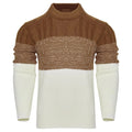 Men's soft knitted long-sleeved pullover sweater on a model, showing style variation.