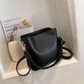 Retro brown PU weaving crossbody underarm bucket bag with one-shoulder strap